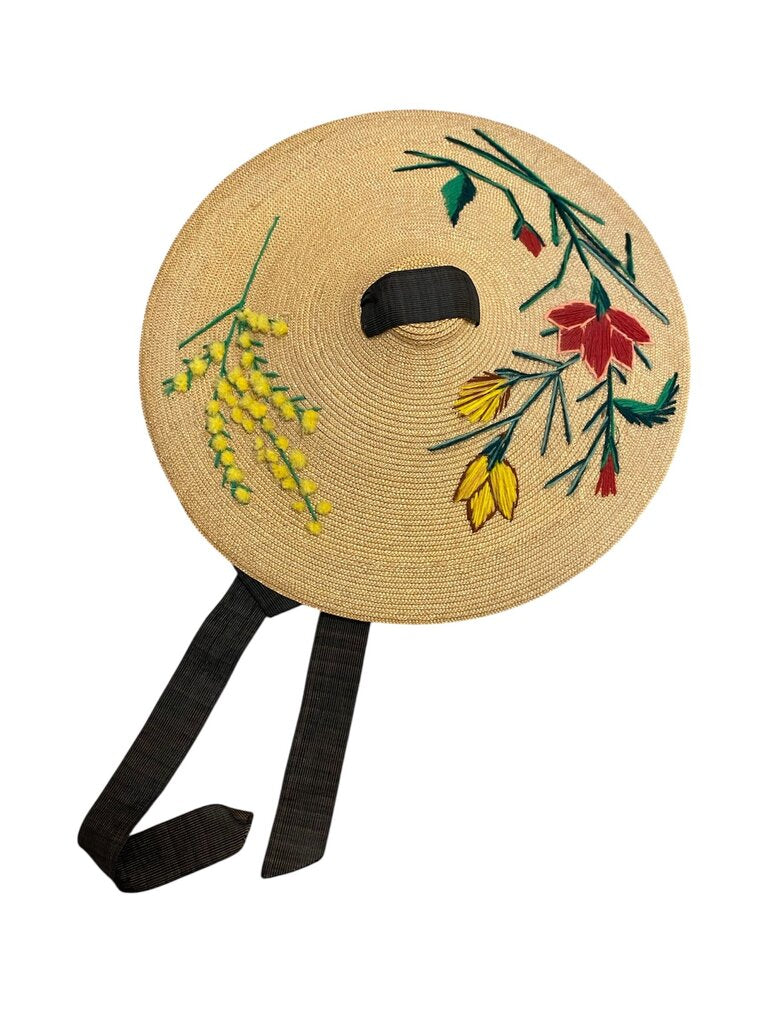 VTG Edith Nice La Capeline Nicoise Straw Hat (damage to tie)