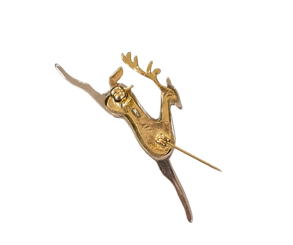 Liz Claiborne Silver & Gold Toned Reindeer Brooch