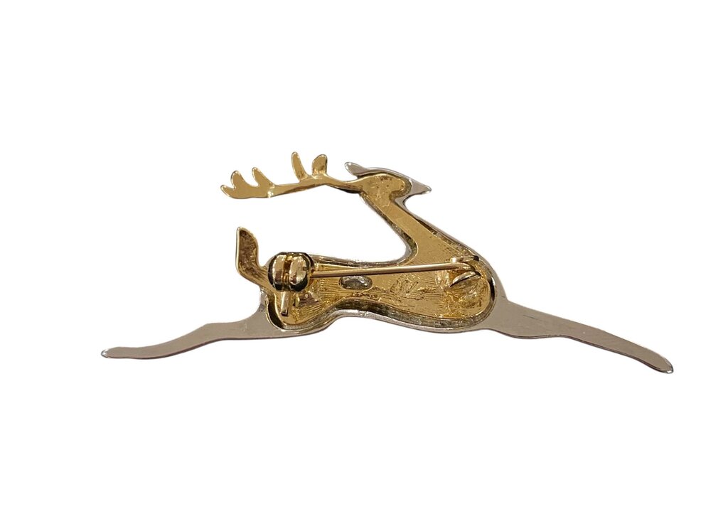 Liz Claiborne Silver & Gold Toned Reindeer Brooch
