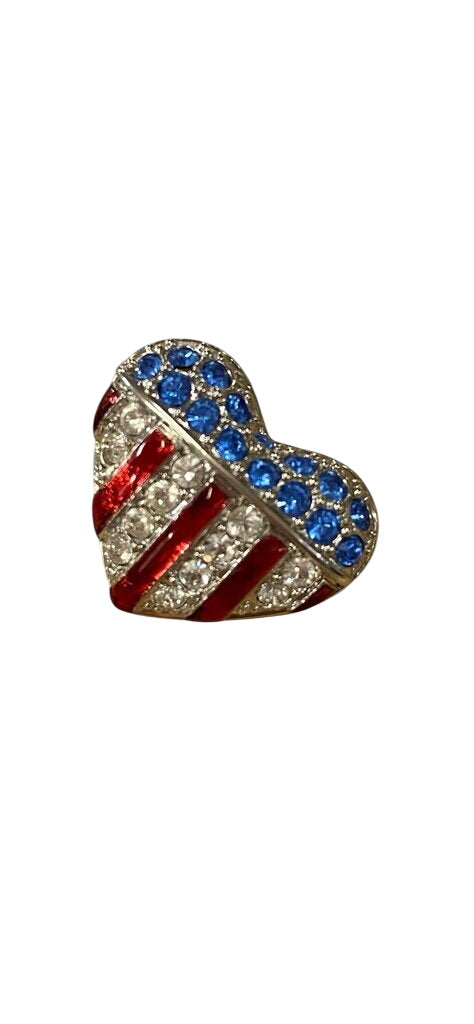 Swarovski Brave Heart American Flag Pin by Miss Daisy's Consignment & Auction House