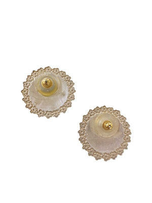 Round Silver Flower Border Earrings