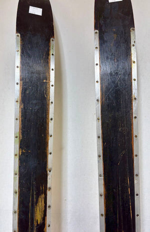 Early 20th C. 1920's Era Gebruder Schick Skis Kandahar Bindings w/ Plastic coated Bamboo Poles (4Pcs)