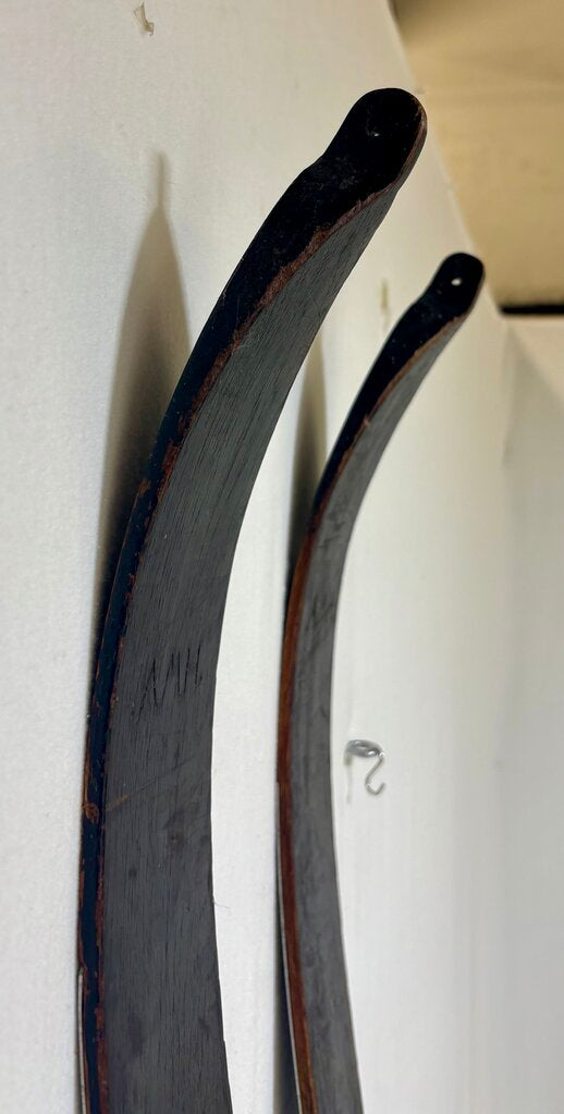 Early 20th C. 1920's Era Gebruder Schick Skis Kandahar Bindings w/ Plastic coated Bamboo Poles (4Pcs)