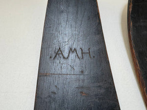 Early 20th C. 1920's Era Gebruder Schick Skis Kandahar Bindings w/ Plastic coated Bamboo Poles (4Pcs)