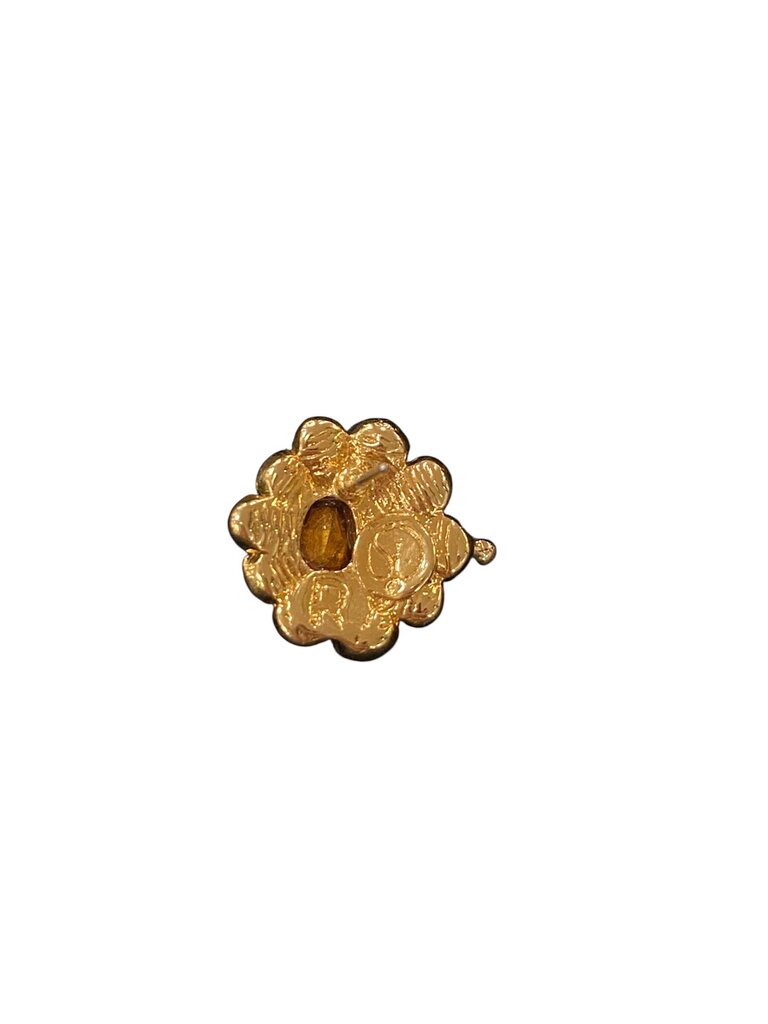 Gold Toned Stud Earrings (Marked L & R)