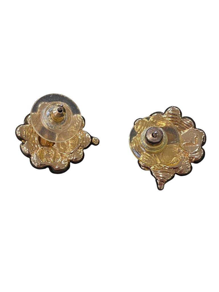 Gold Toned Stud Earrings (Marked L & R)