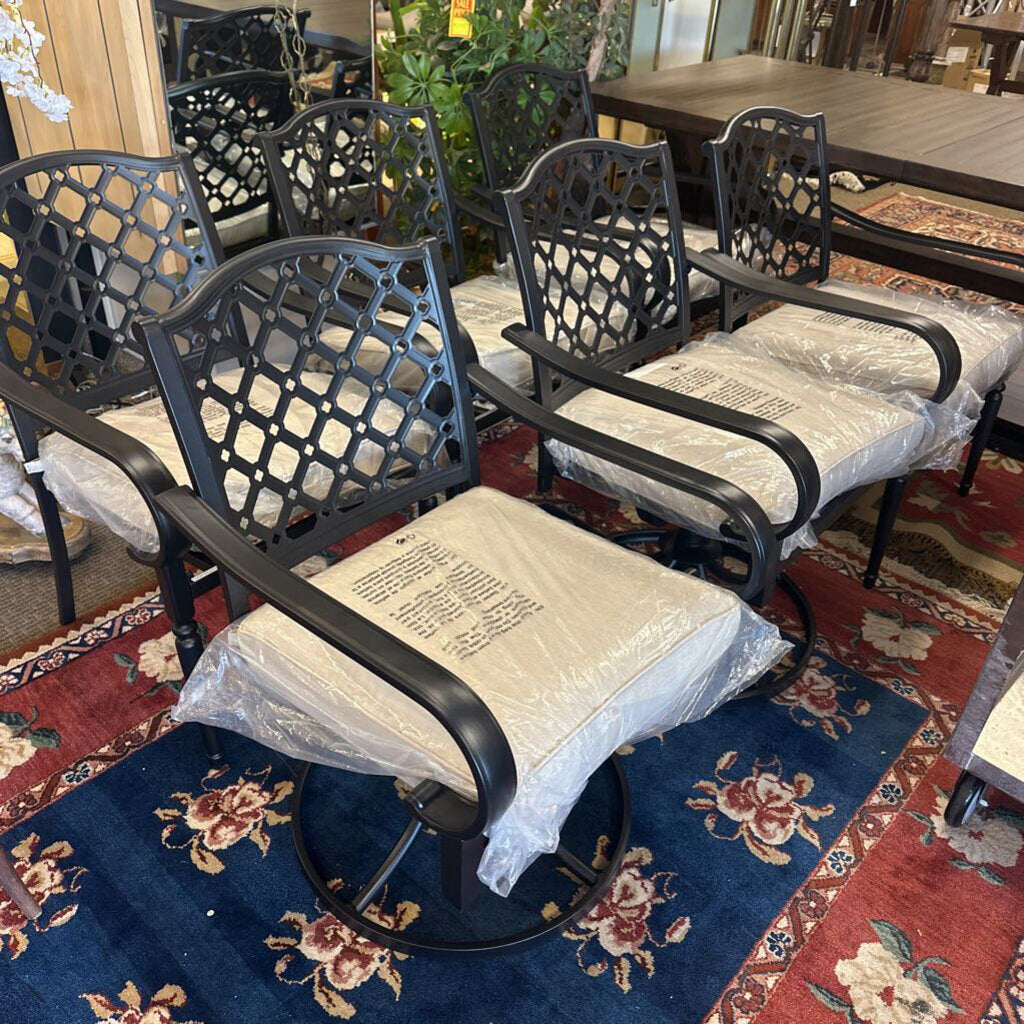 Hampton Bay Dining Chairs + Cushions (set of 6) 4 reg. 2 swivel