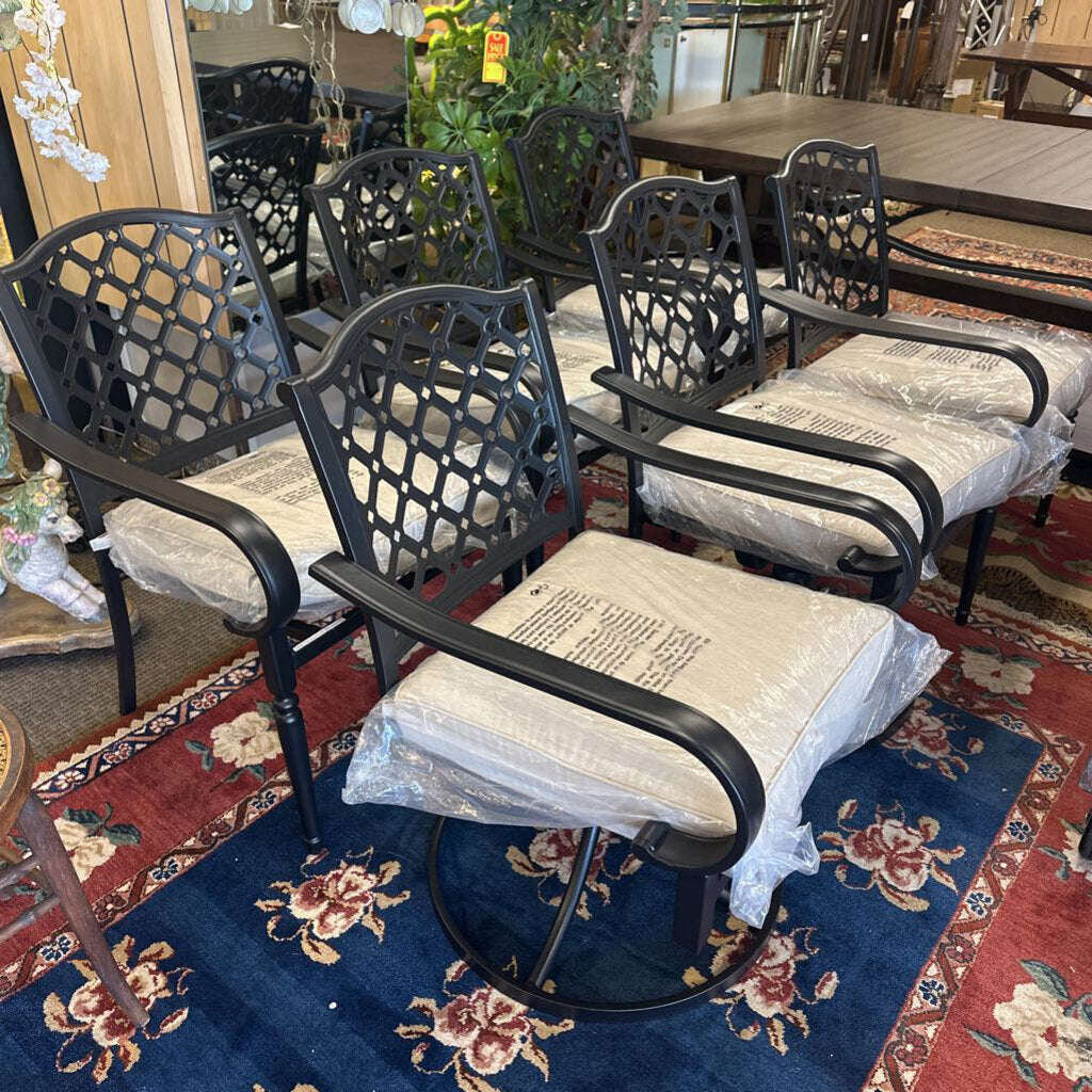 Hampton Bay Dining Chairs + Cushions (set of 6) 4 reg. 2 swivel