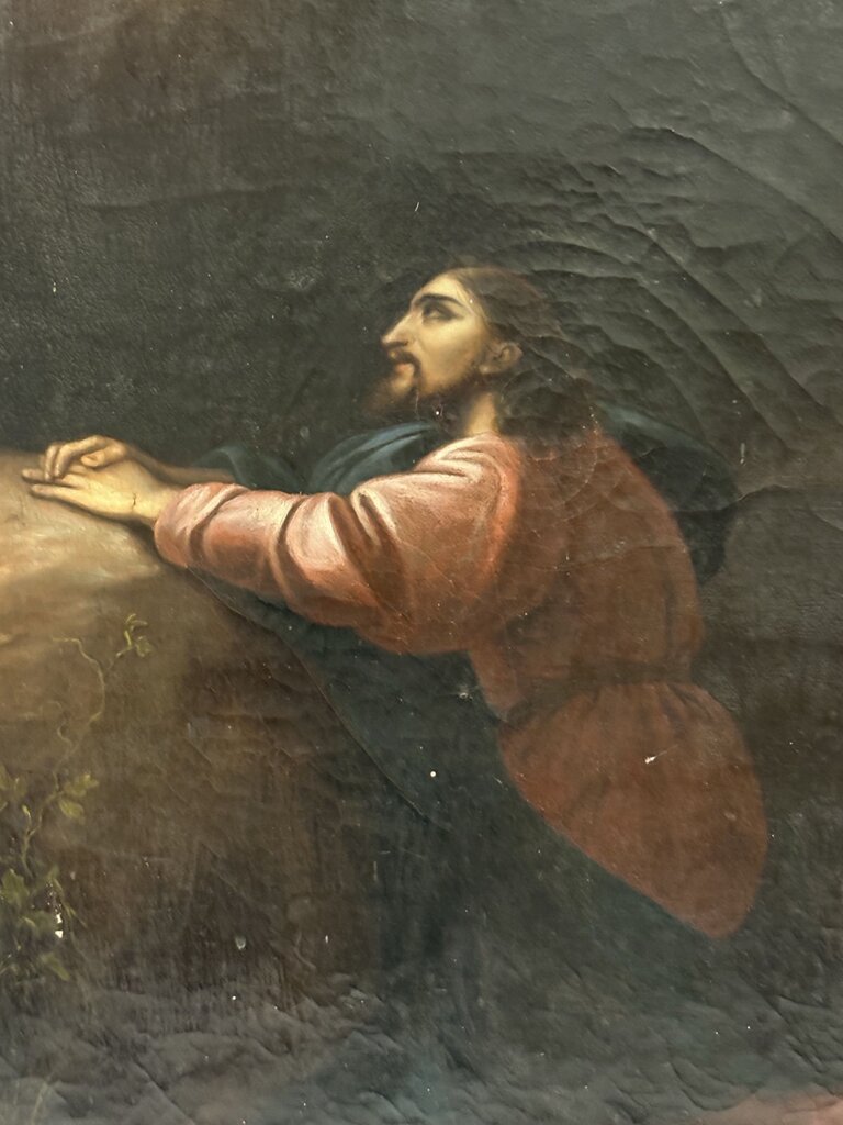 Mid 19th C. Fyodor Bruni Oil on Canvas "Agony in the Garden" Signed