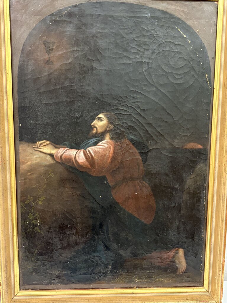 Mid 19th C. Fyodor Bruni Oil on Canvas "Agony in the Garden" Signed