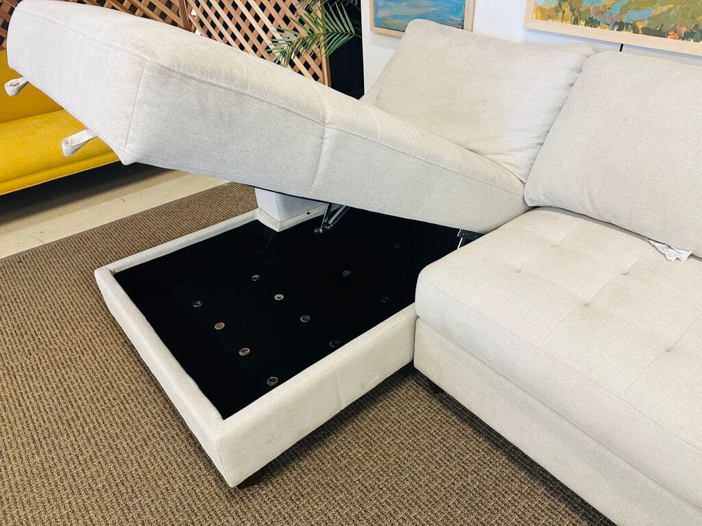 Davenport 3 Piece Fabric Sectional Sofa With Storage Chaise Orig $1399
