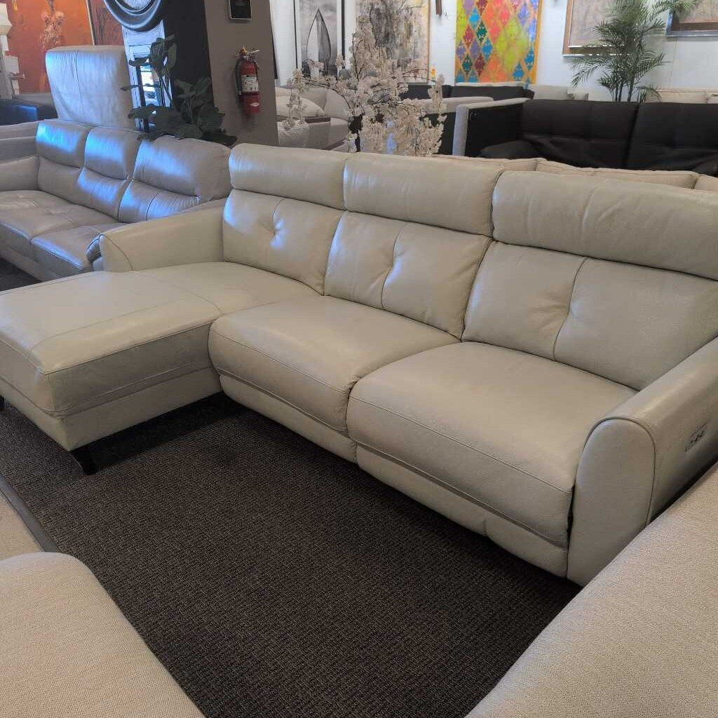 Brevin Leather Reclining Sectional Orig $2199 (104 X 61 X 39)