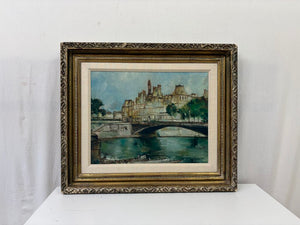 Mid 20th C. Paris Hotel de Ville Oil on Canvas Signed Artist Unknown