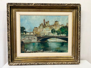 Mid 20th C. Paris Hotel de Ville Oil on Canvas Signed Artist Unknown