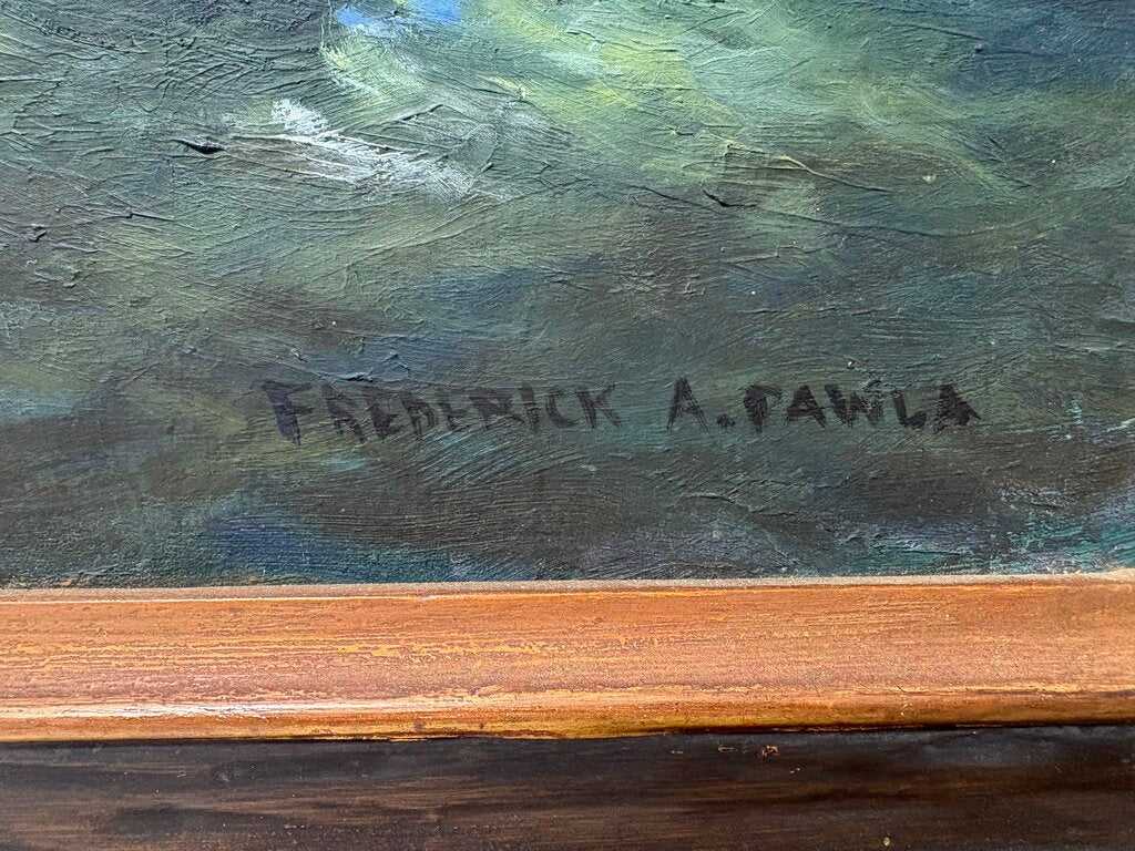 Late 19th C. Frederick A. Pawla Original Oil on Board Spanish Galleon