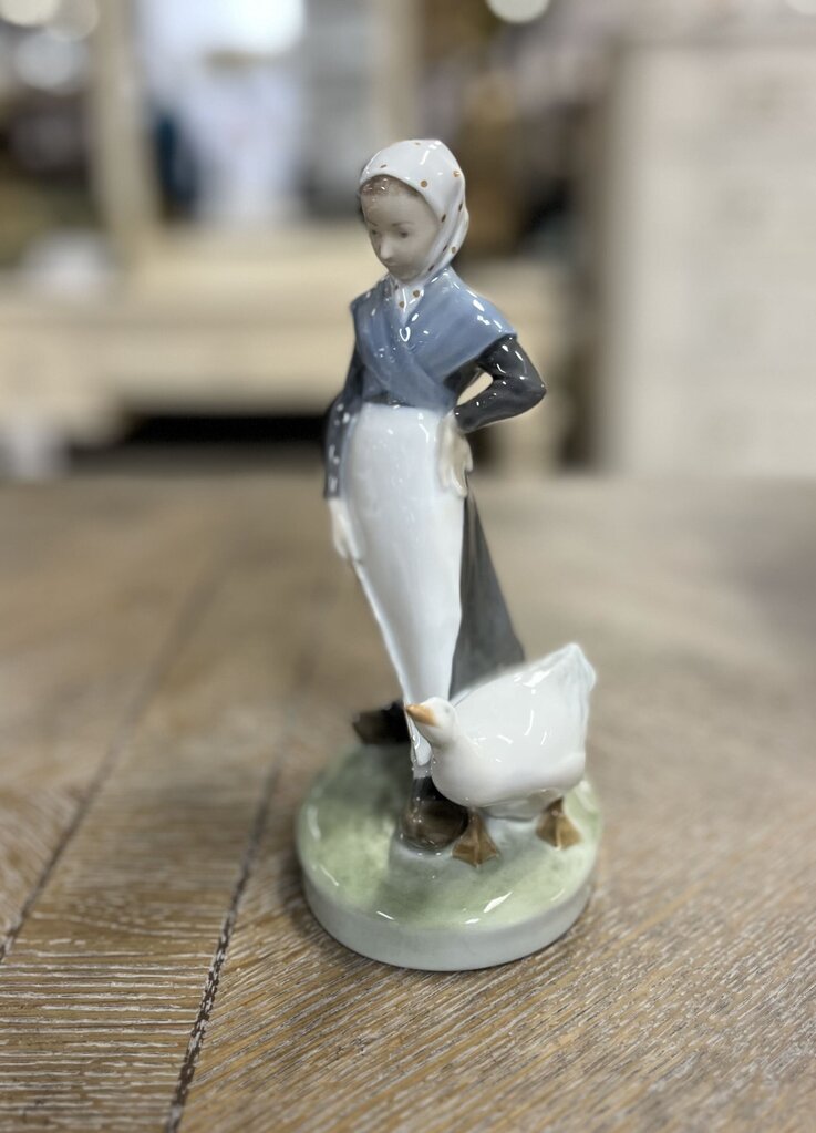 Royal Copenhagen Girl With Goose Porcelain