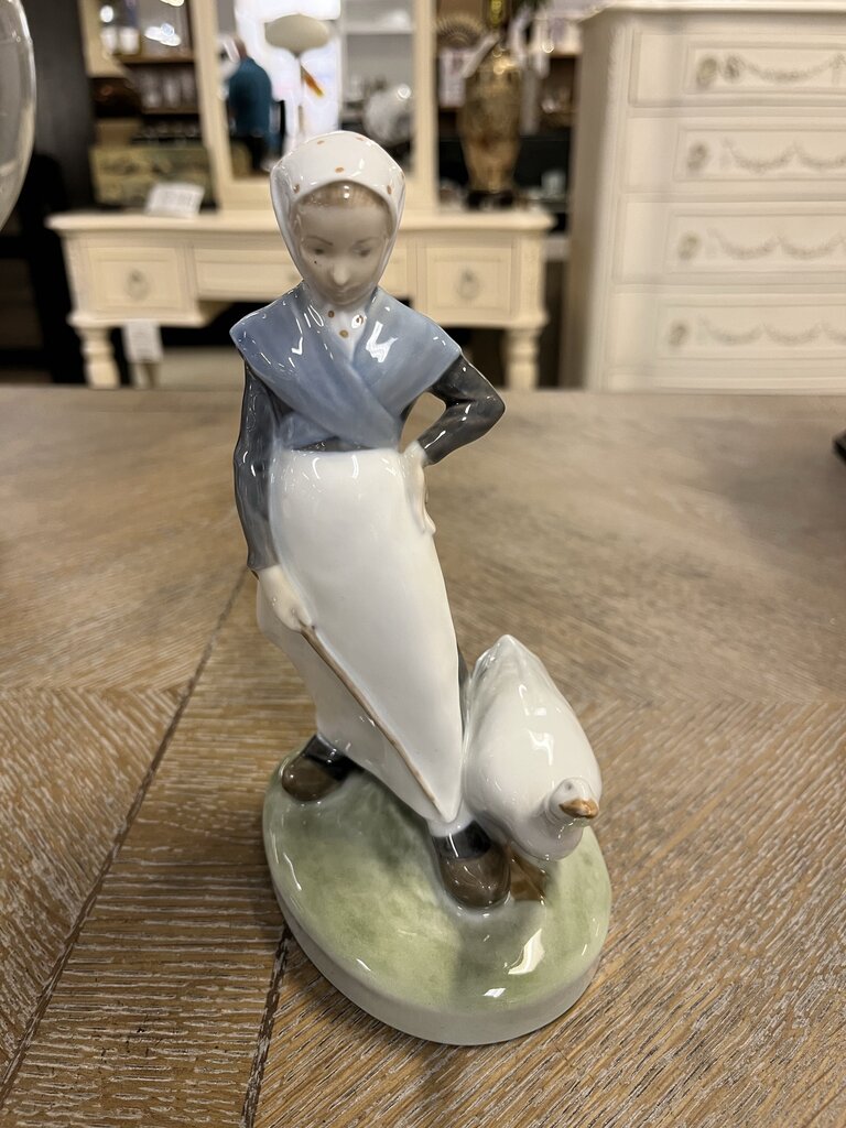 Royal Copenhagen Girl With Goose Porcelain