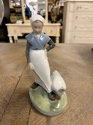 Royal Copenhagen Girl With Goose Porcelain
