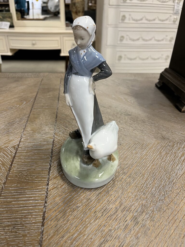 Royal Copenhagen Girl With Goose Porcelain
