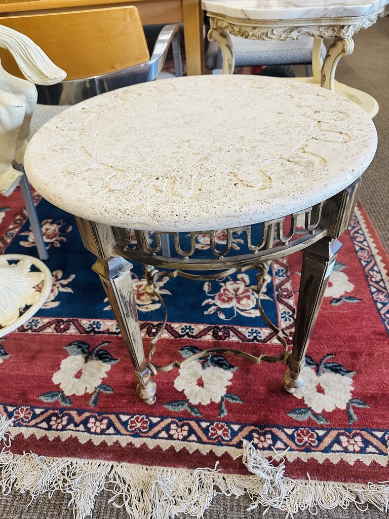 French Stone Top Accent Table 24x24" H