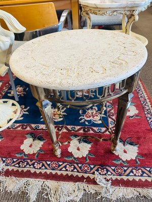 French Stone Top Accent Table 24x24" H