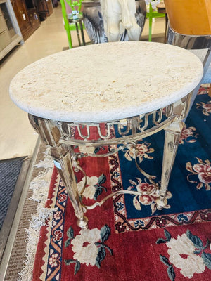 French Stone Top Accent Table 24x24" H