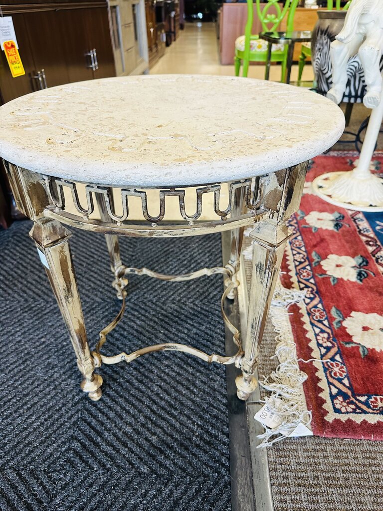 French Stone Top Accent Table 24x24" H