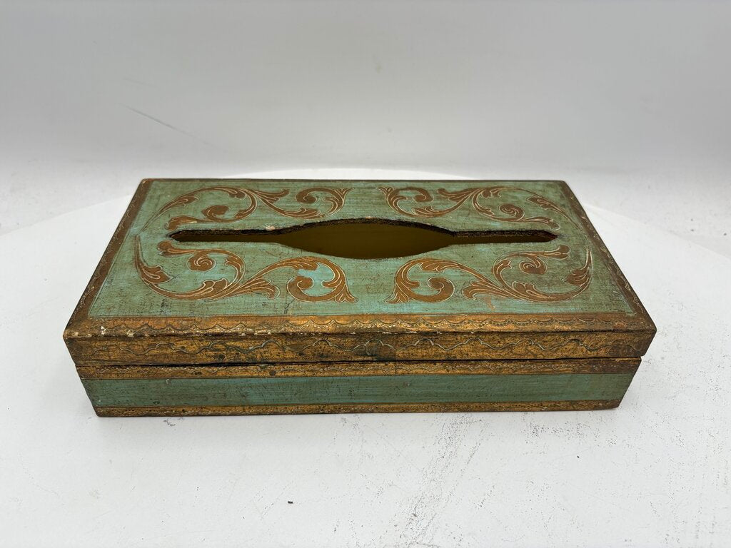 Italian Florentine Style Wooden Gilt & Carved Lidded Tissue Dispenser