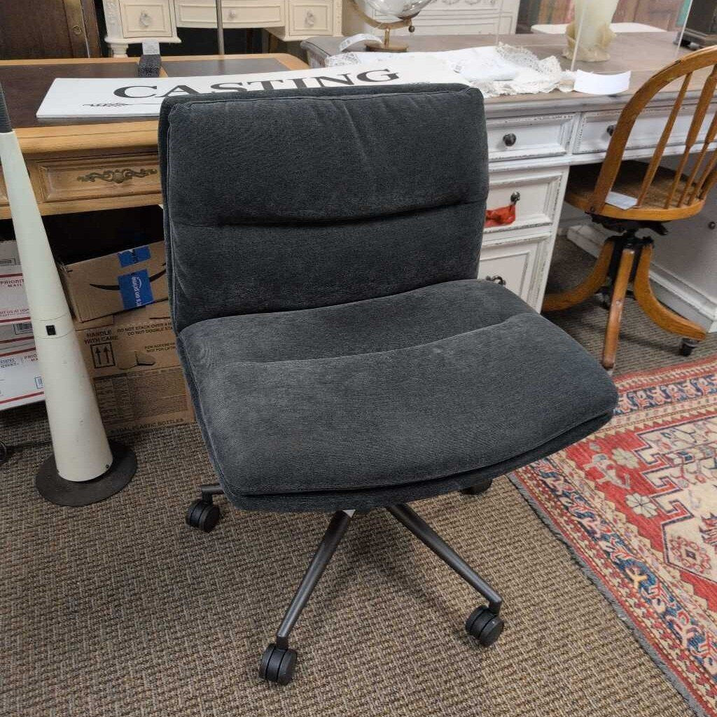 Dark Grey Armless Chenille Desk Chair