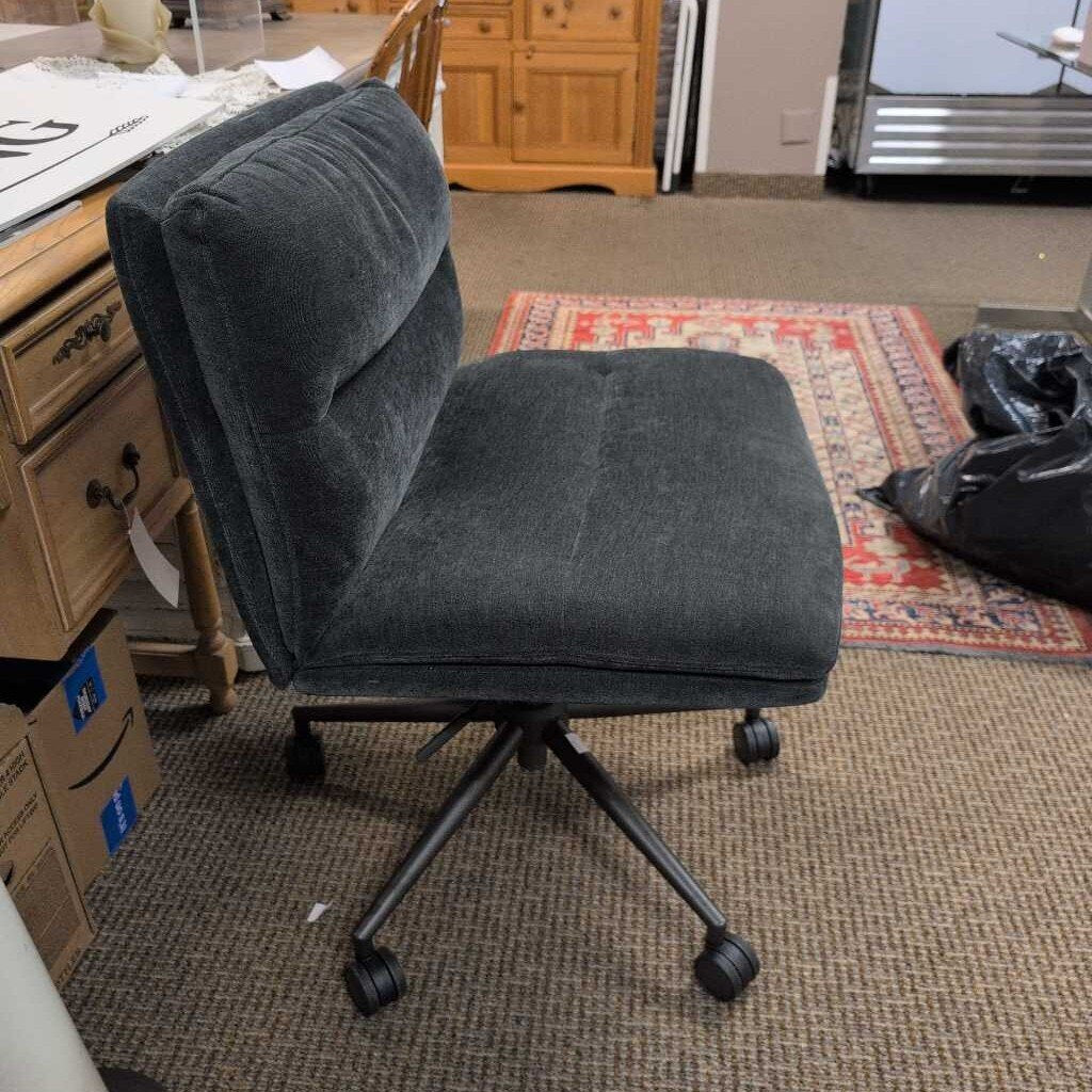 Dark Grey Armless Chenille Desk Chair