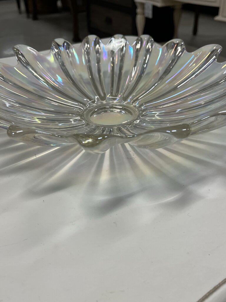 Federal Glass Celestial Iridescent Starburst Dish 11in