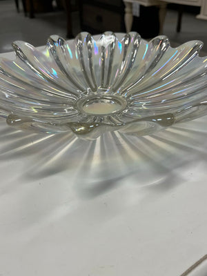 Federal Glass Celestial Iridescent Starburst Dish 11in