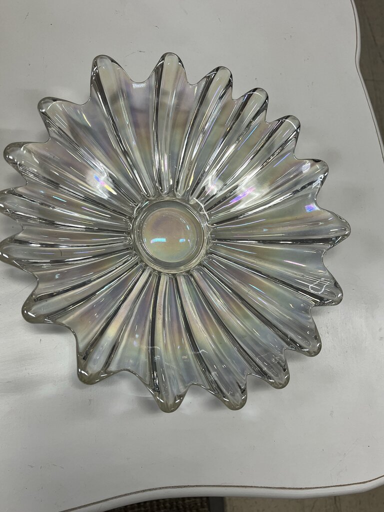 Vintage Federal Glass Celestial Iridescent Starburst 11" Dish