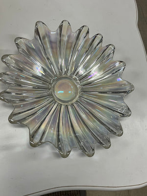 Vintage Federal Glass Celestial Iridescent Starburst 11" Dish