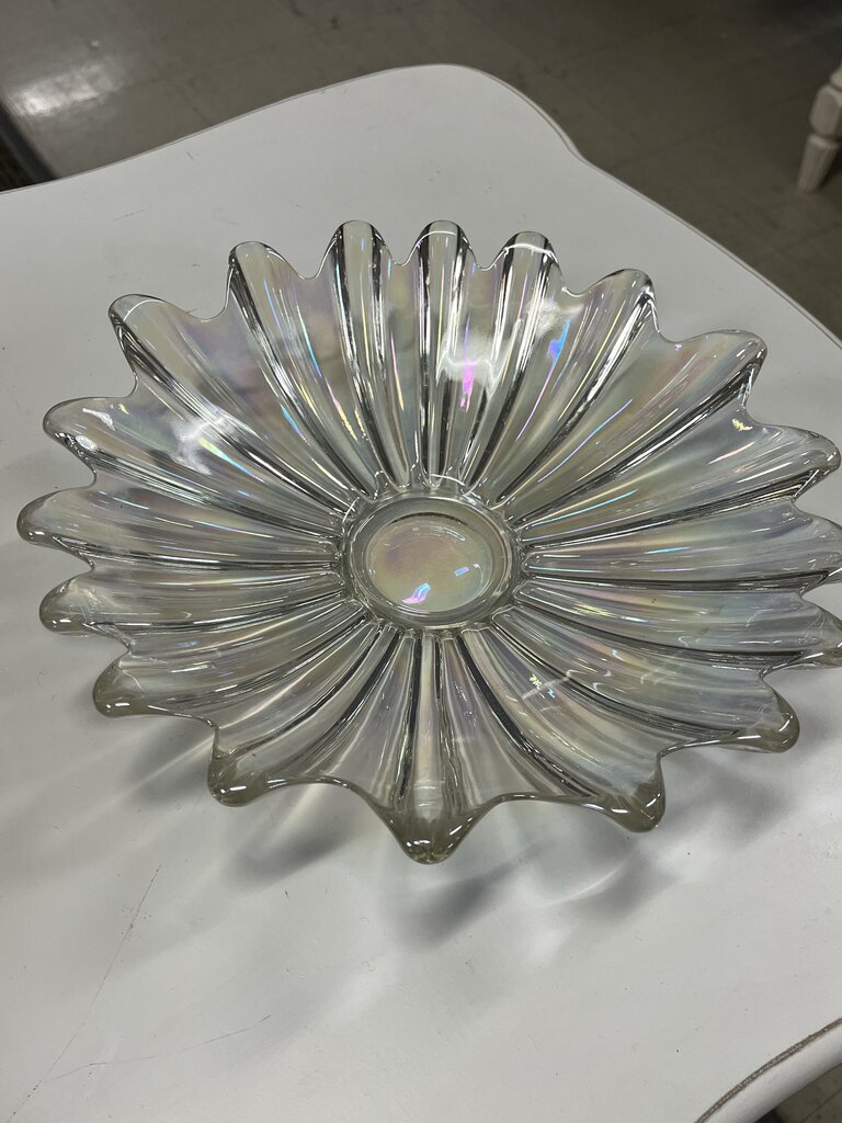 Vintage Federal Glass Celestial Iridescent Starburst 11" Dish