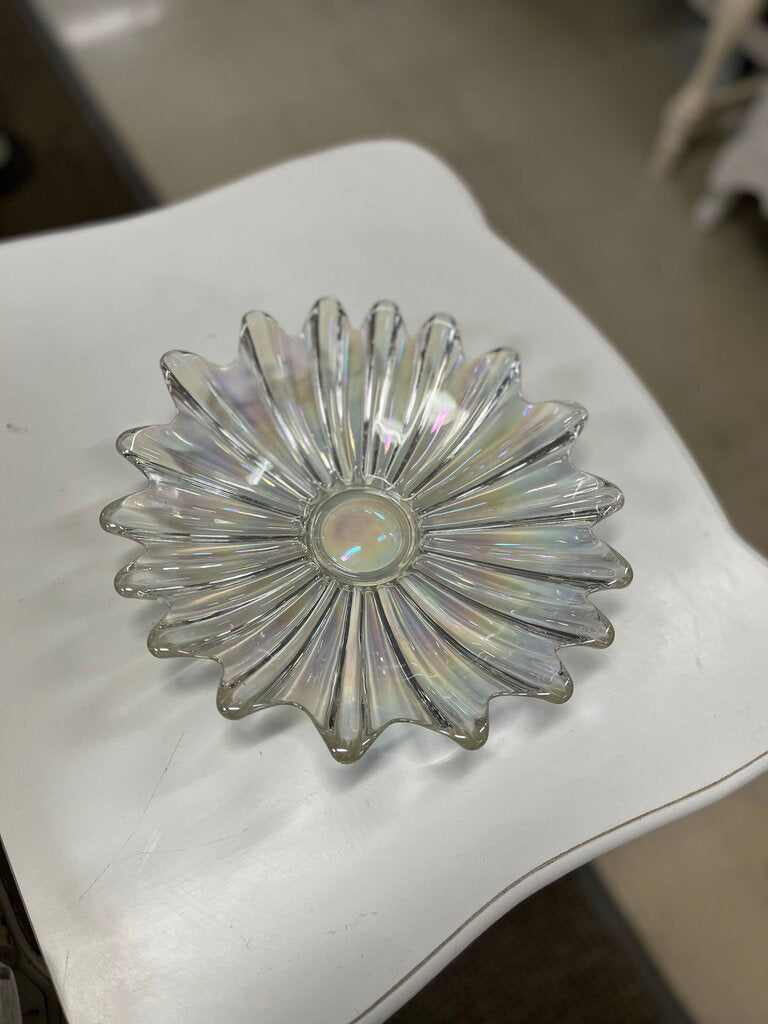 Vintage Federal Glass Celestial Iridescent Starburst 11" Dish