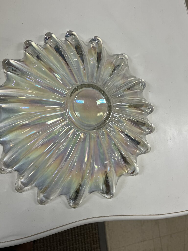 Vintage Federal Glass Celestial Iridescent Starburst 11" Dish
