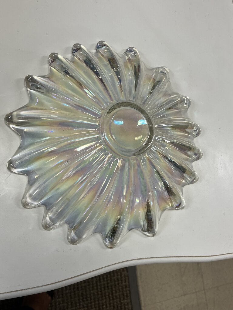 Vintage Federal Glass Celestial Iridescent Starburst 11" Dish