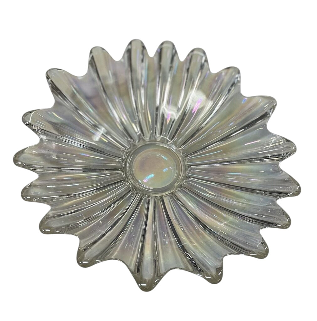 Federal Glass Celestial Iridescent Starburst Dish 11in