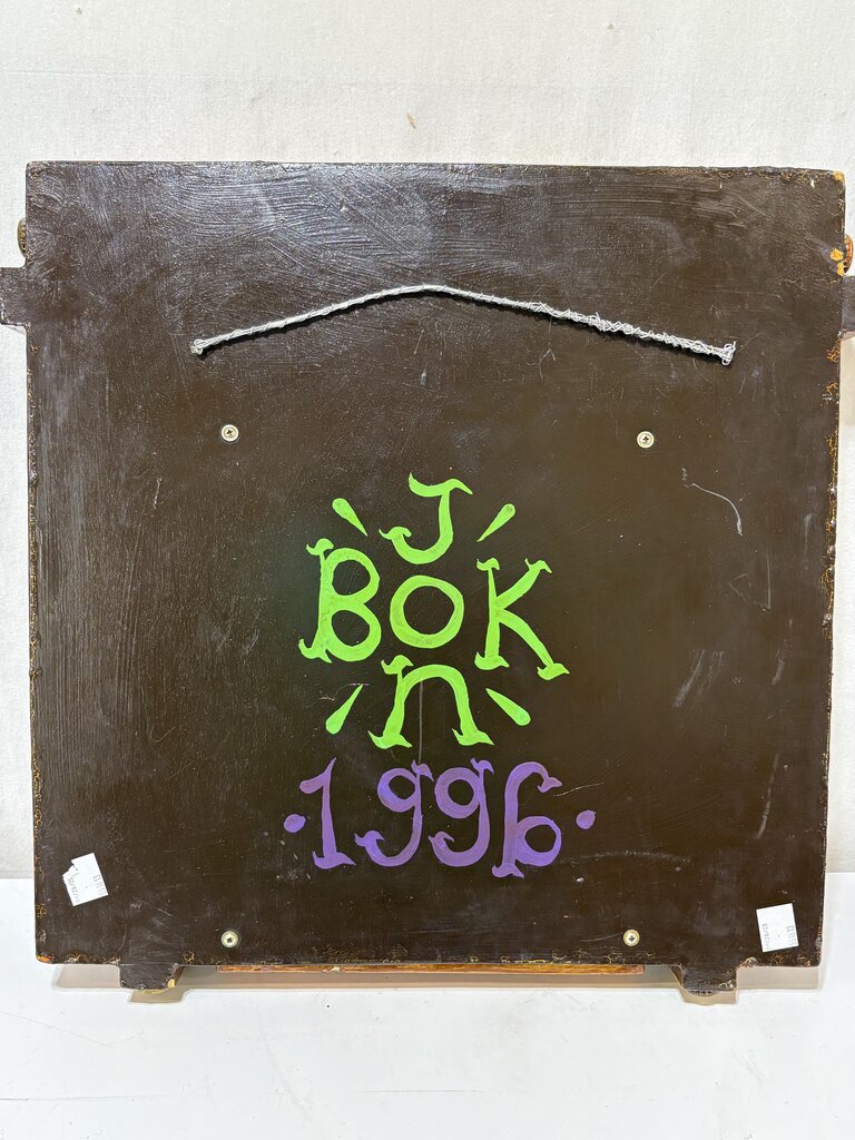 Jon Bok Folk Art Beer Cap Wall Mirror 1996