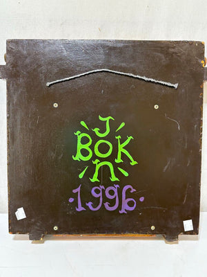 Jon Bok Folk Art Beer Cap Wall Mirror 1996
