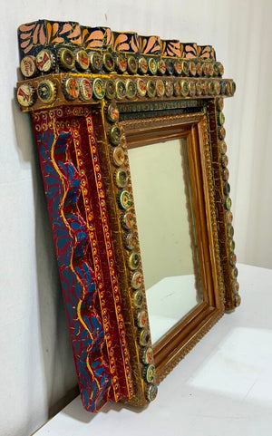 Jon Bok Folk Art Beer Cap Wall Mirror 1996