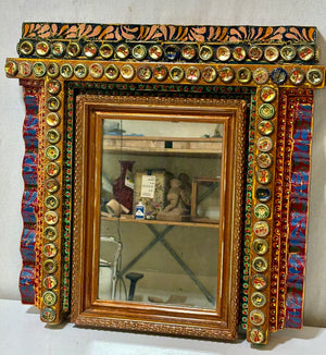 Jon Bok Folk Art Beer Cap Wall Mirror 1996