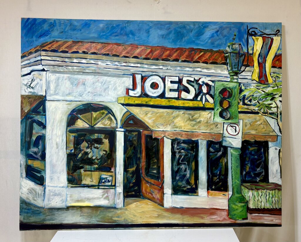 Oil on Canvas Joe's Cafe Santa Barbara Painting Artist Unknown