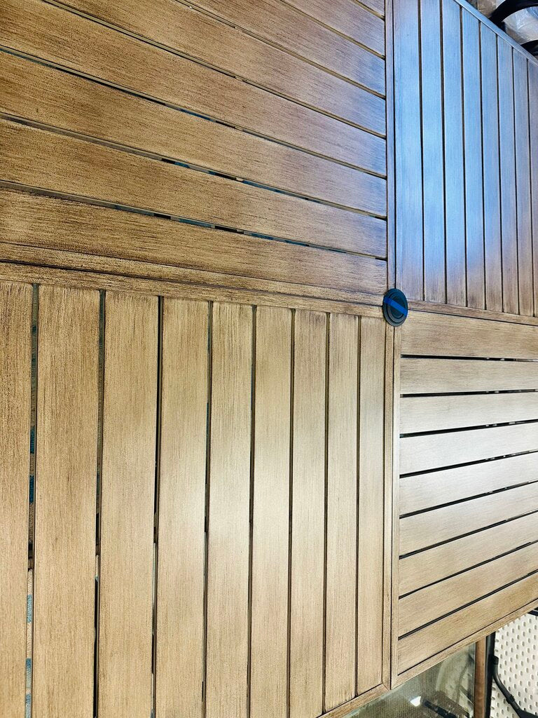 Slat Wood Square Metal Patio Dining Table 59.84 X 59.84 X 29.13