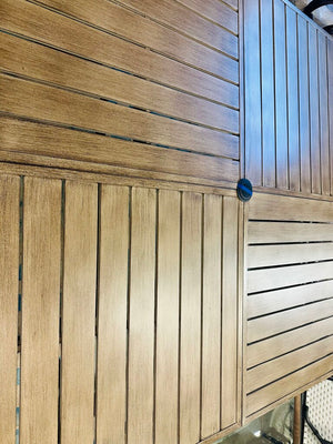 Slat Wood Square Metal Patio Dining Table 59.84 X 59.84 X 29.13