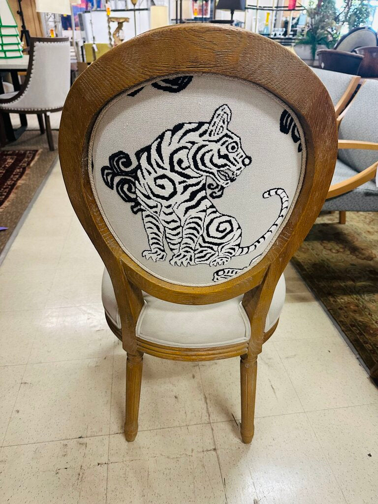 Gray Tiger Print Coin Back Dining Chairs (Set of 6)