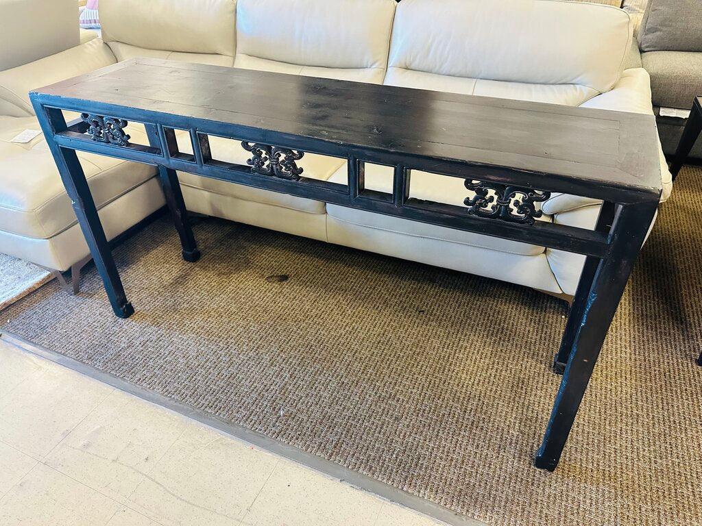 Antique Chinese Ming-Style Ebonized Hand Crafted Console 16x61x33