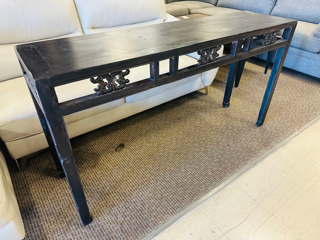 Antique Chinese Ming-Style Ebonized Hand Crafted Console 16x61x33