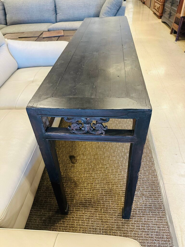 Antique Chinese Ming-Style Ebonized Hand Crafted Console 16x61x33